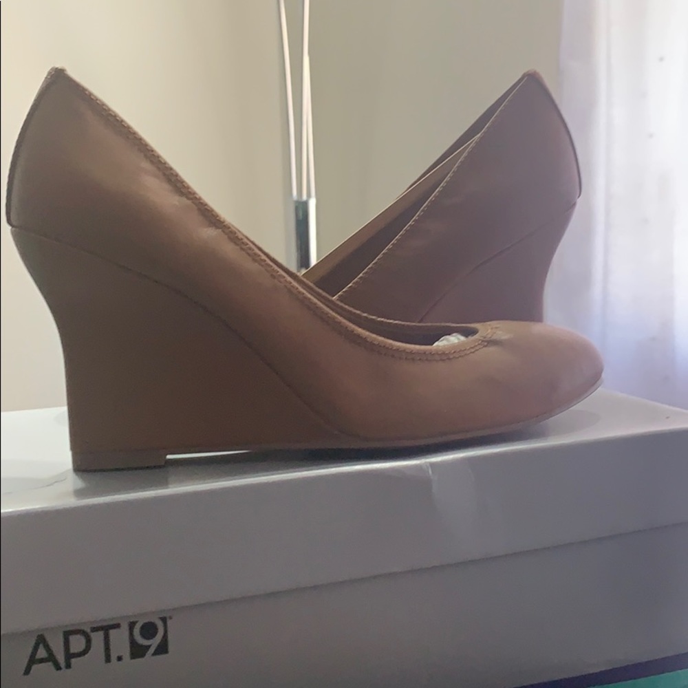 Tan Leather Wedge Heels
